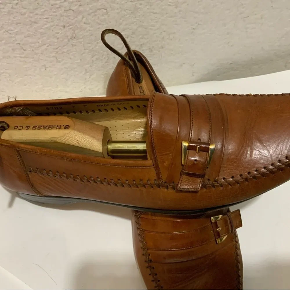 Magnanni Men's Brown Leather Buckle  Loafers Shoes 9 M *Made in Spain*